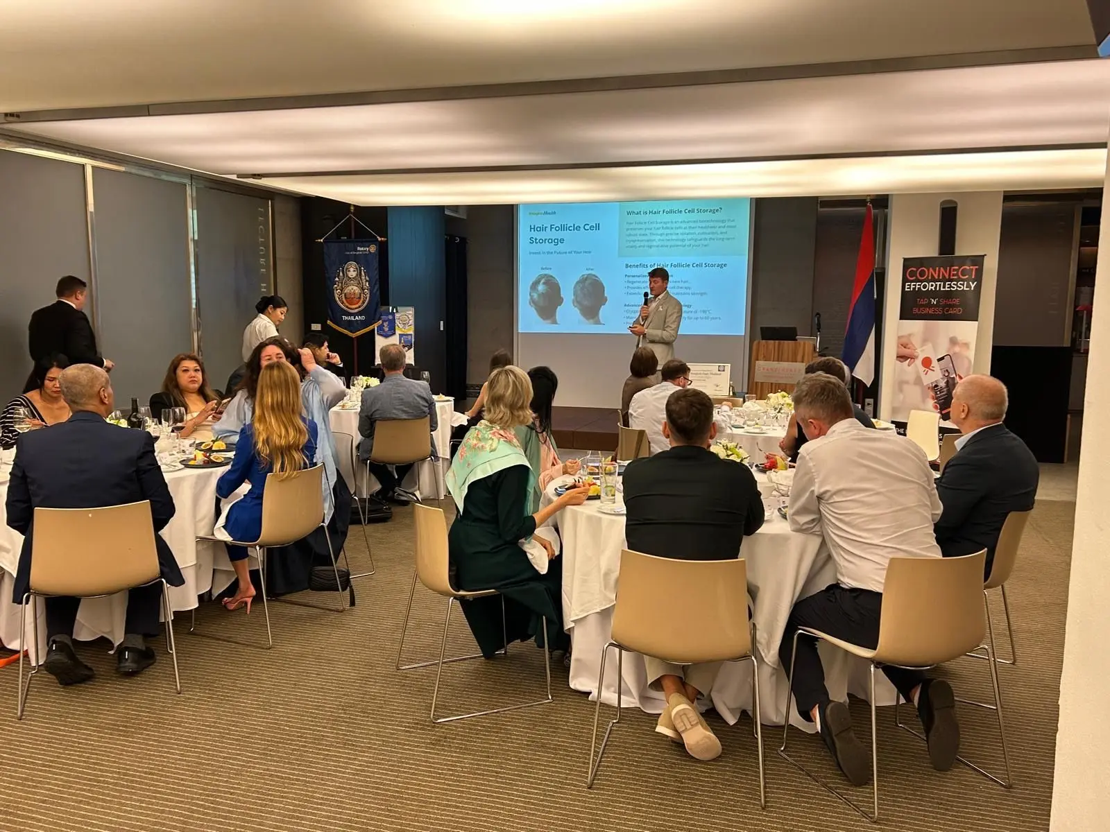 Henning Kalwa presenting longevity and regenerative health topics to Rotary Club of Bangkok GRAD
